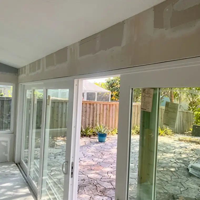 Sunroom conversion — corners and seams finished